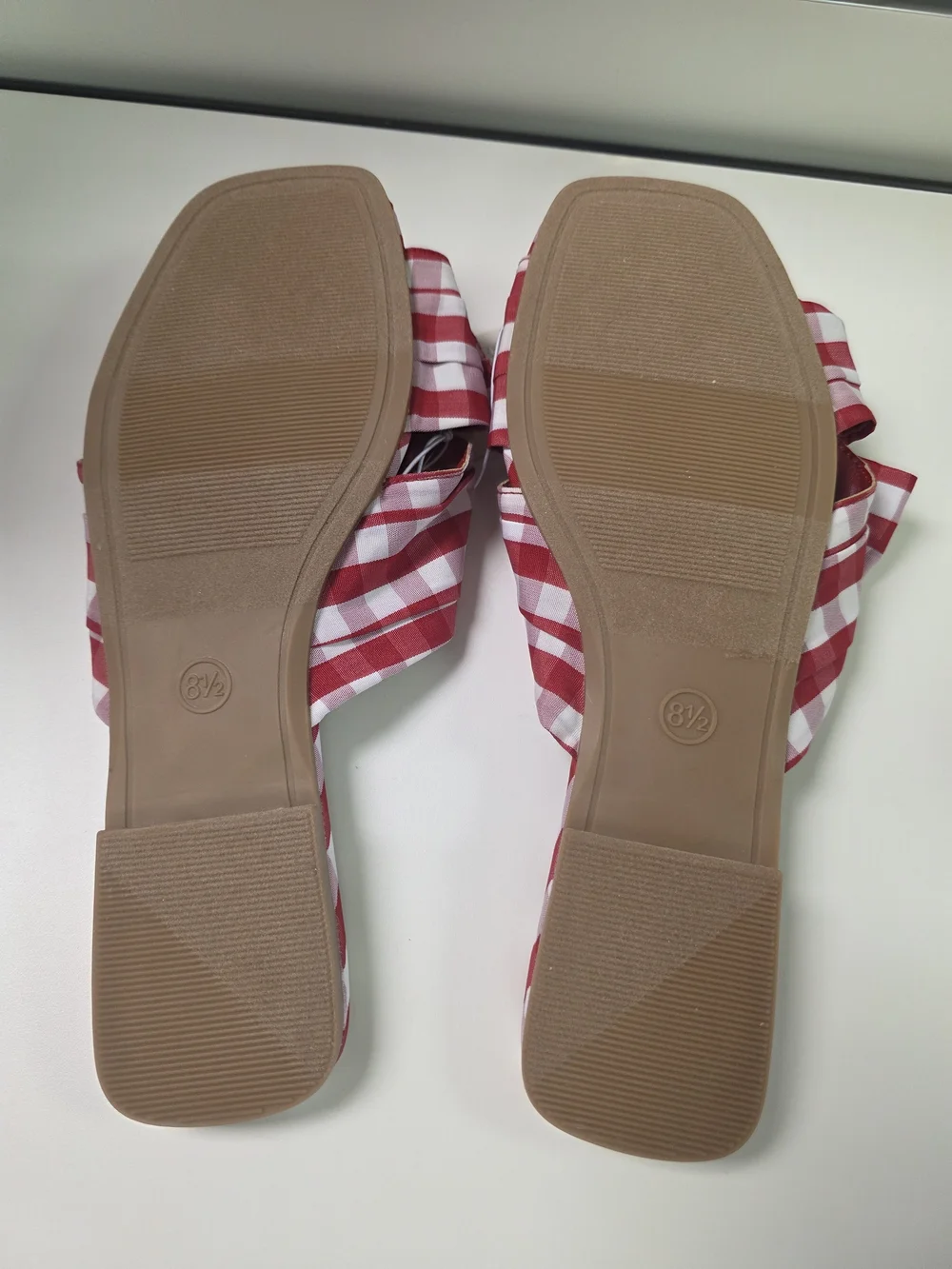 a new day Red Gingham Knot Slide Sandals